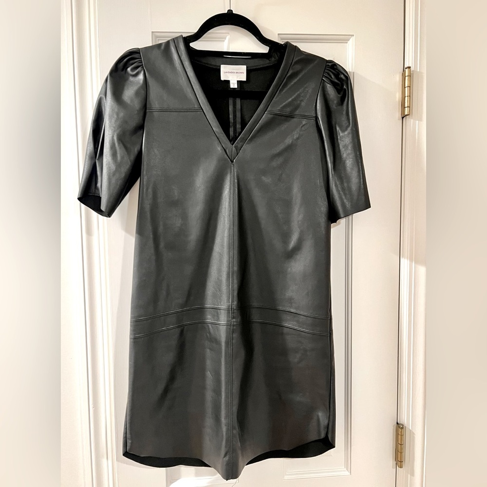 Faux leather black dress